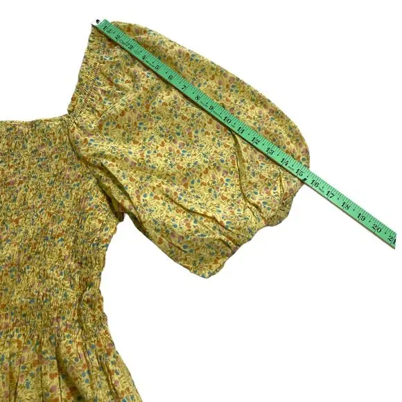 a.n.a a new approach Woman Yellow Shirred Blouse puff sleeves SZ/ XLT - Picture 6 of 10